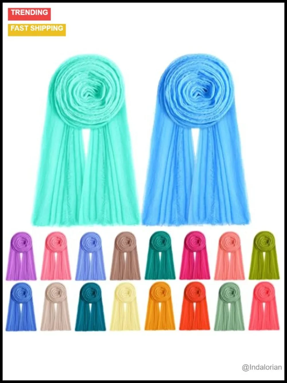 18 Pack Cotton Long Scarf Shawl Hijab Head Wrap Fringe Design 27x69